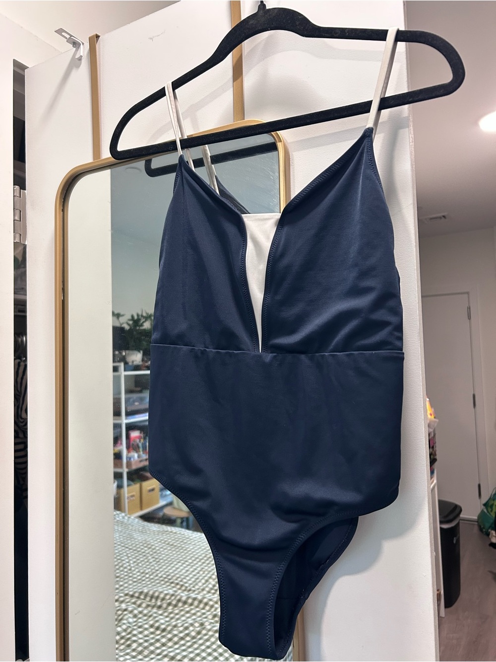 Lively Navy and White Girls One-Piece Swimsuit